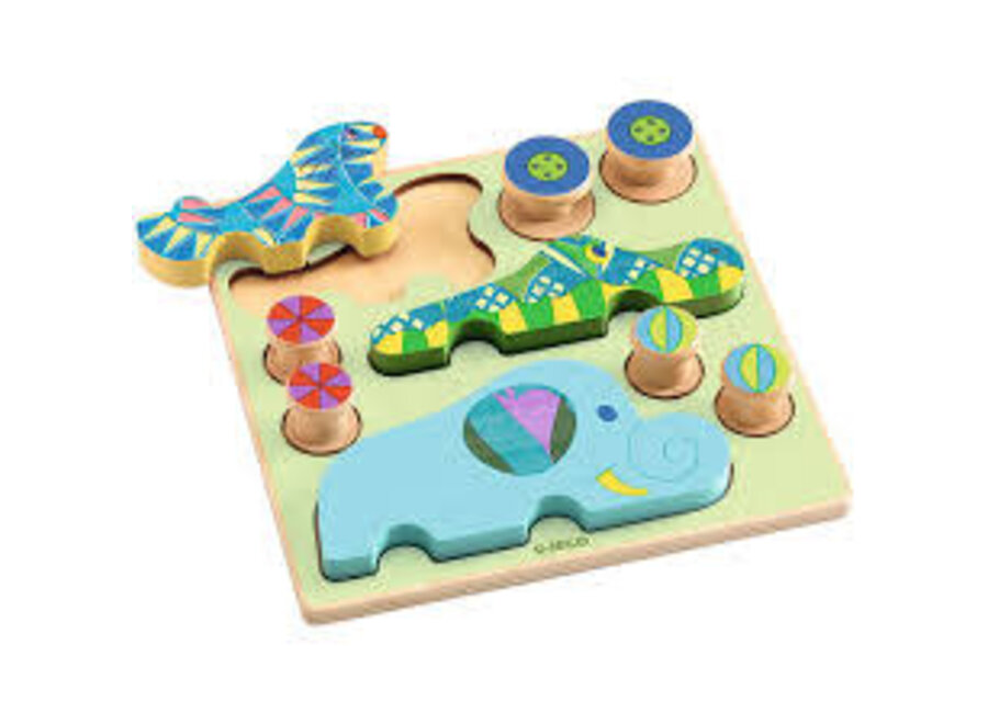 houten puzzel puzz & roll bariolo - 9st