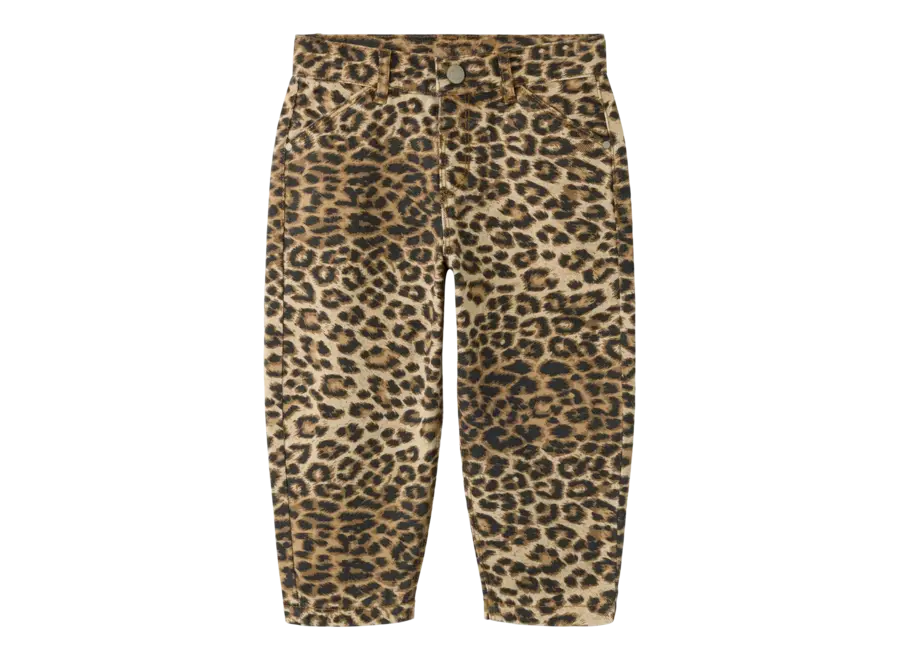 Jeans Bella mom twill pants - Silver Mink LEOPARD noos