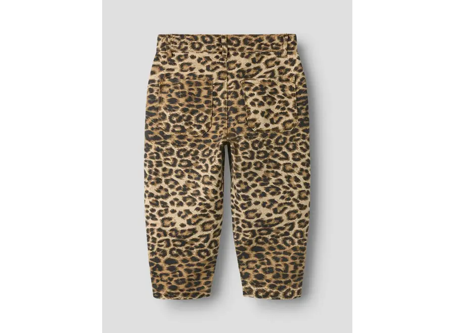 Jeans Bella mom twill pants - Silver Mink LEOPARD noos