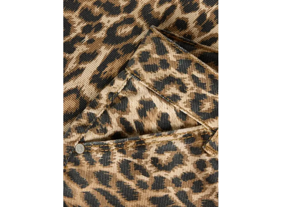 Jeans Bella mom twill pants - Silver Mink LEOPARD noos