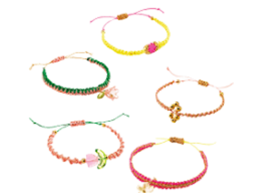 sieradenset diy - pink macrame bracelets