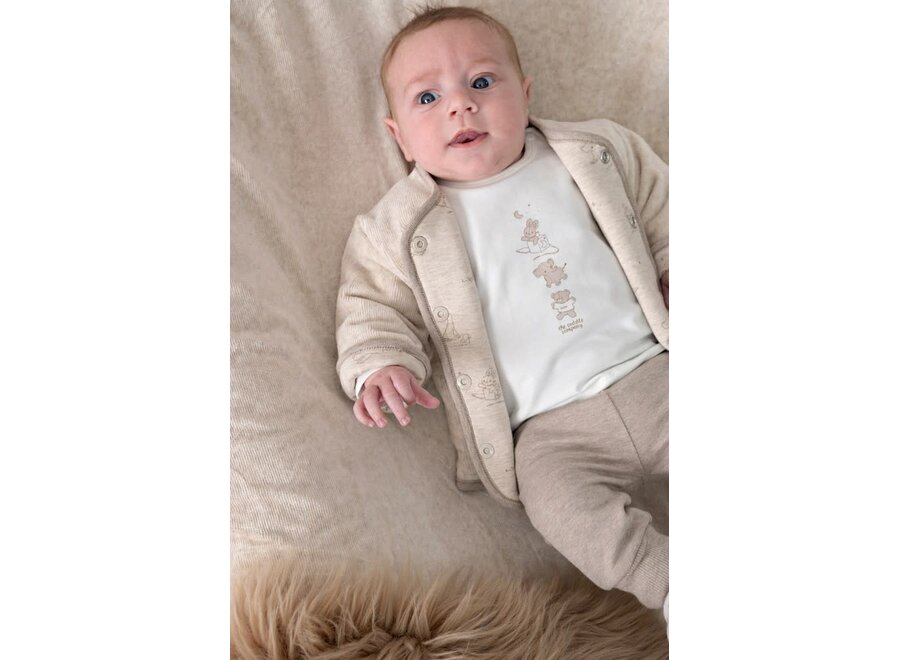 Omkeerbaar jasje velours rib - The Cuddle Company Taupe melange