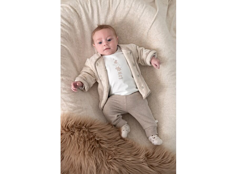 Omkeerbaar jasje velours rib - The Cuddle Company Taupe melange
