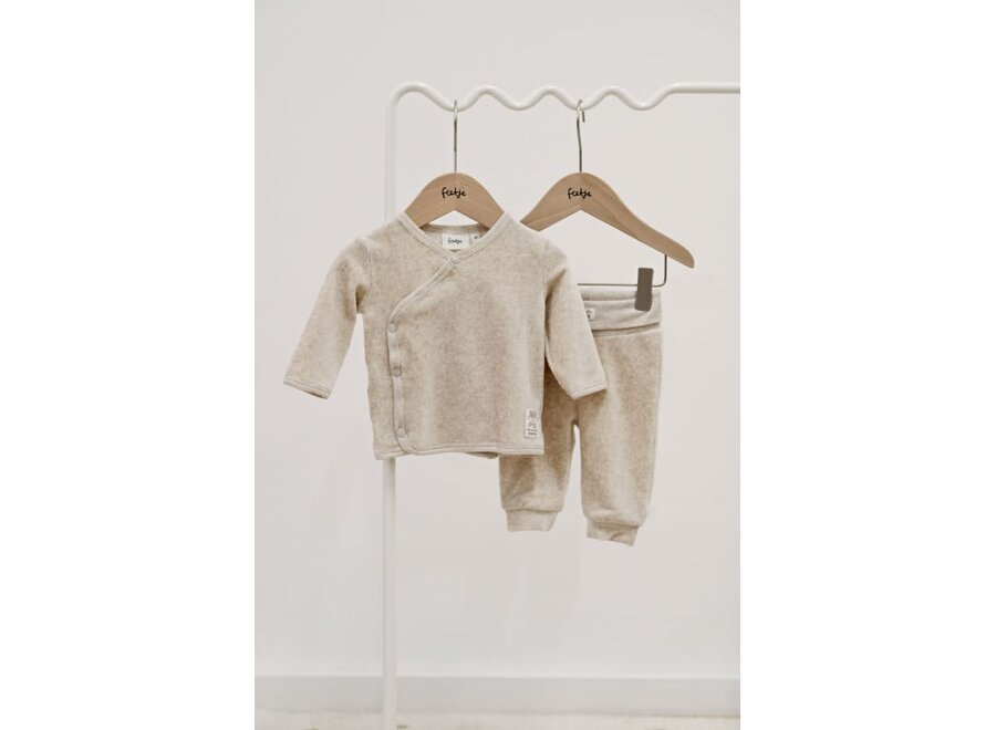 Overslagshirt velours rib - The Cuddle Company Taupe melange