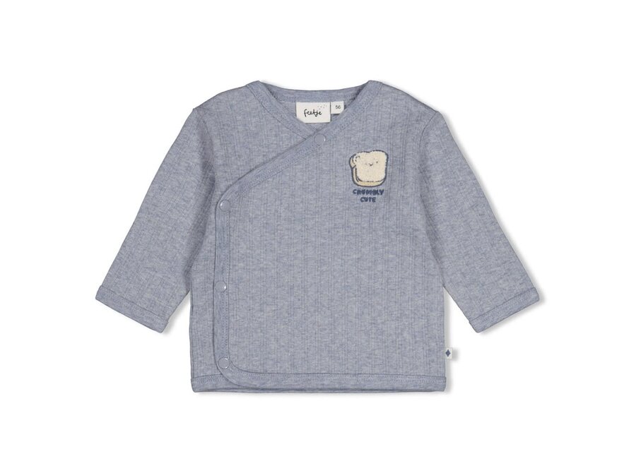 Overslagshirt rib - Breakfast Buddy Blauw melange