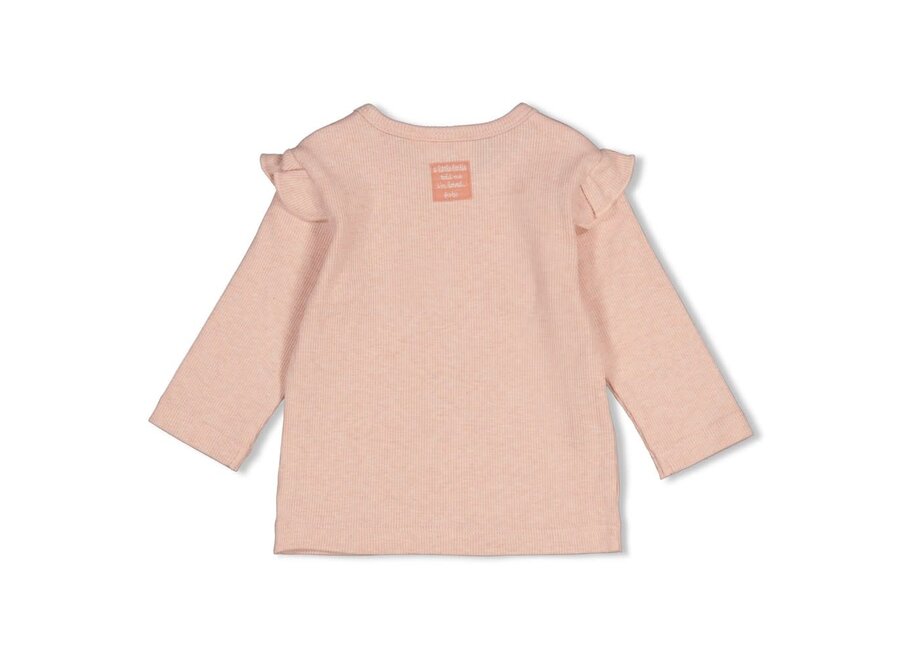 Longsleeve rib - Fall in Love Roze melange