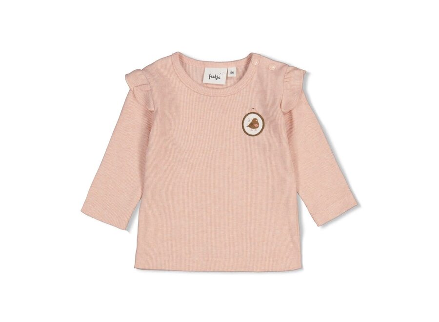 Longsleeve rib - Fall in Love Roze melange