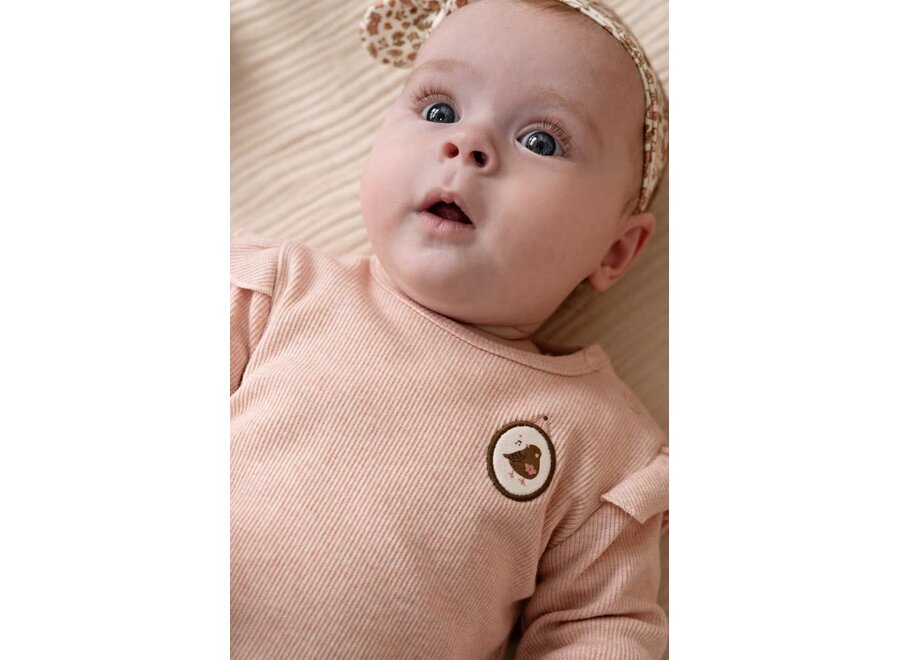 Longsleeve rib - Fall in Love Roze melange