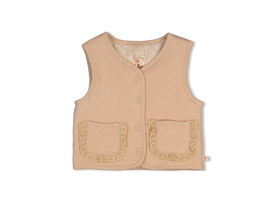 Omkeerbaar fake fur gilet - Forest Garden Zand