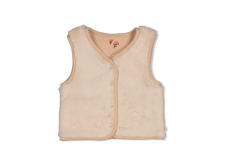 Omkeerbaar fake fur gilet - Forest Garden Zand