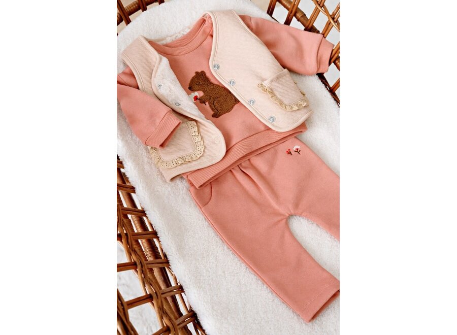 Omkeerbaar fake fur gilet - Forest Garden Zand