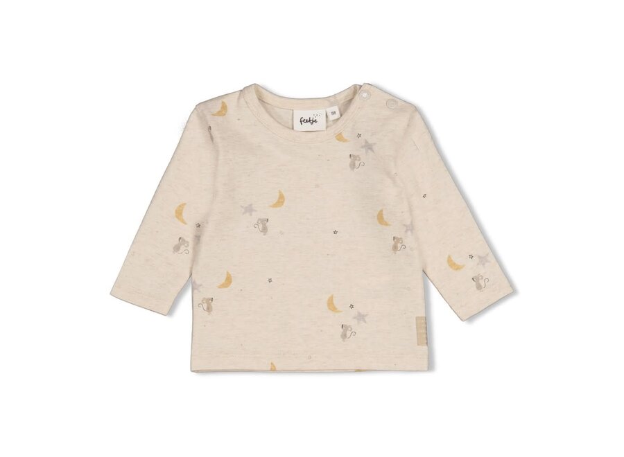Longsleeve AOP - Over the Moon for You - Offwhite melange