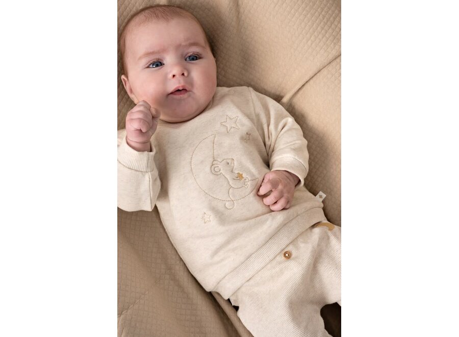 Broek rib - Over the Moon for You - Offwhite melange