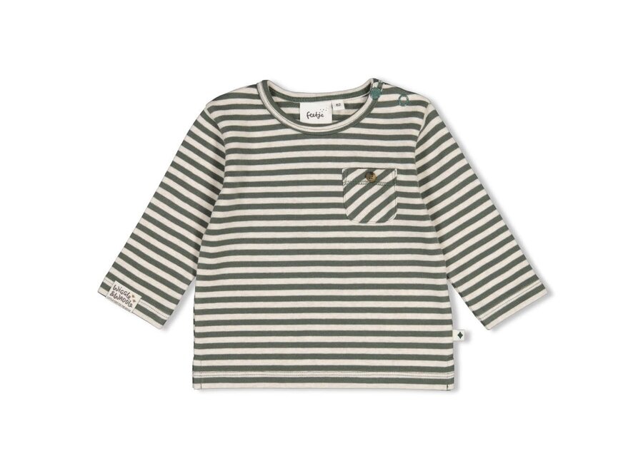Longsleeve rib met streep - Wiggle and Waddle - Groen