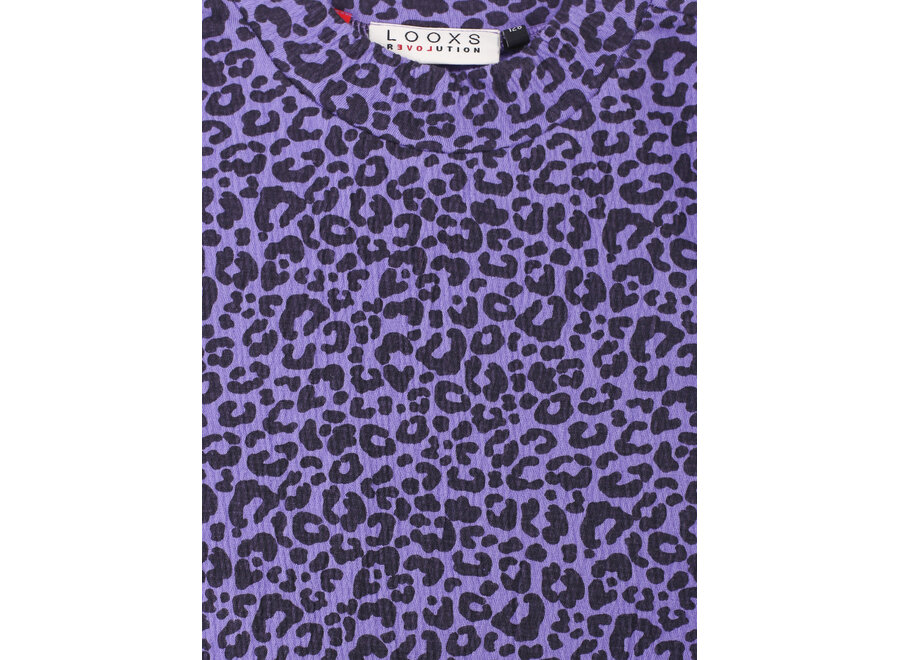Little crinkle leopard Tee - Purple Leopard