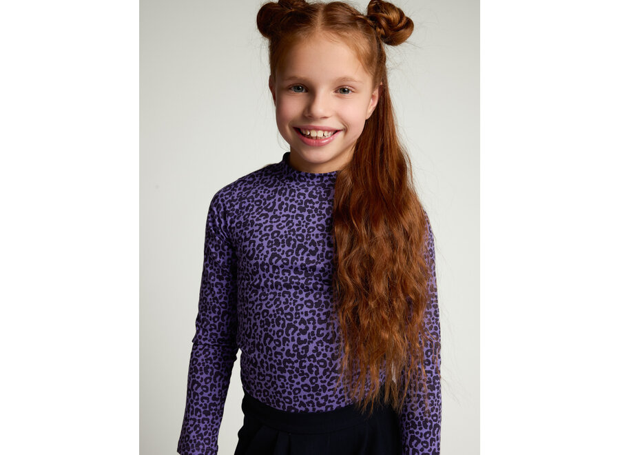 Little crinkle leopard Tee - Purple Leopard