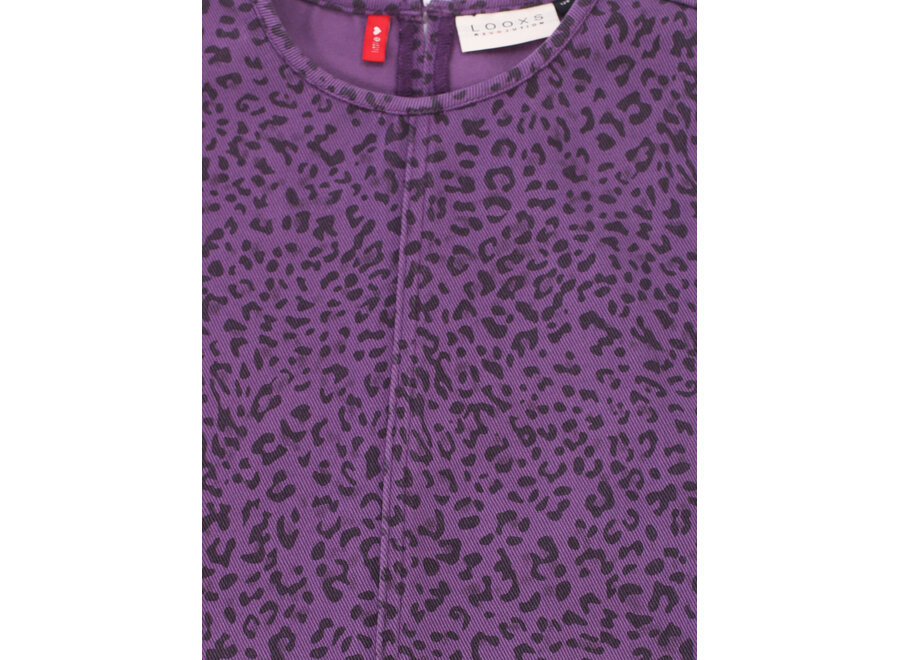 Little denim dress - Purple leopard
