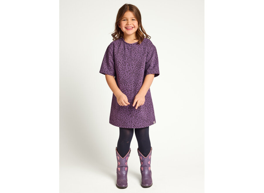 Little denim dress - Purple leopard