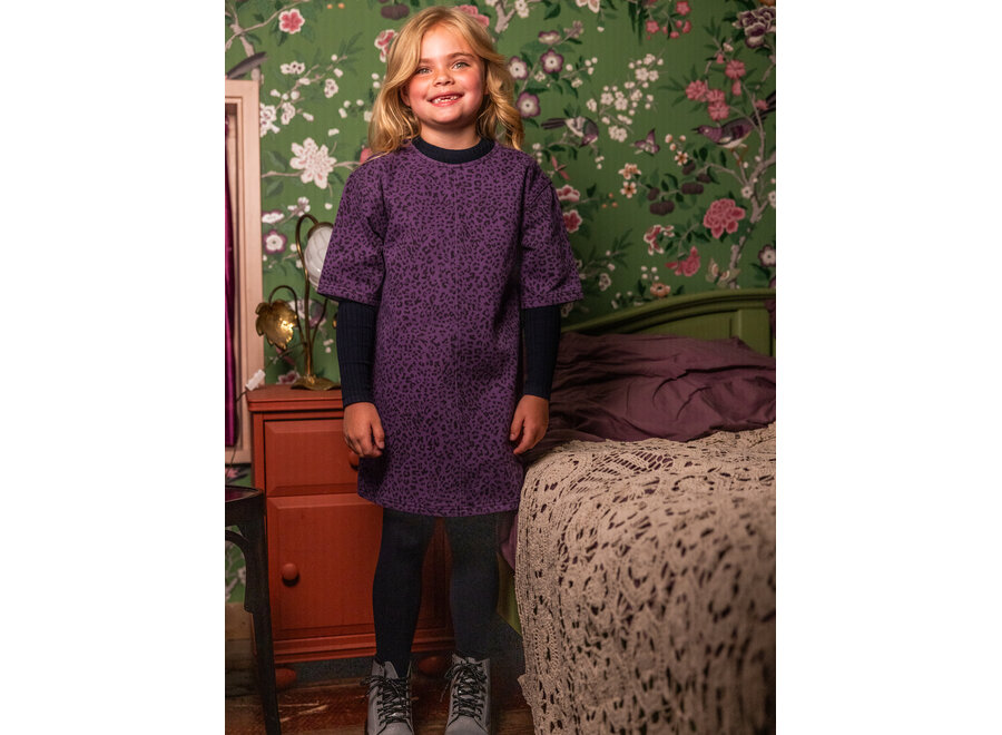 Little denim dress - Purple leopard