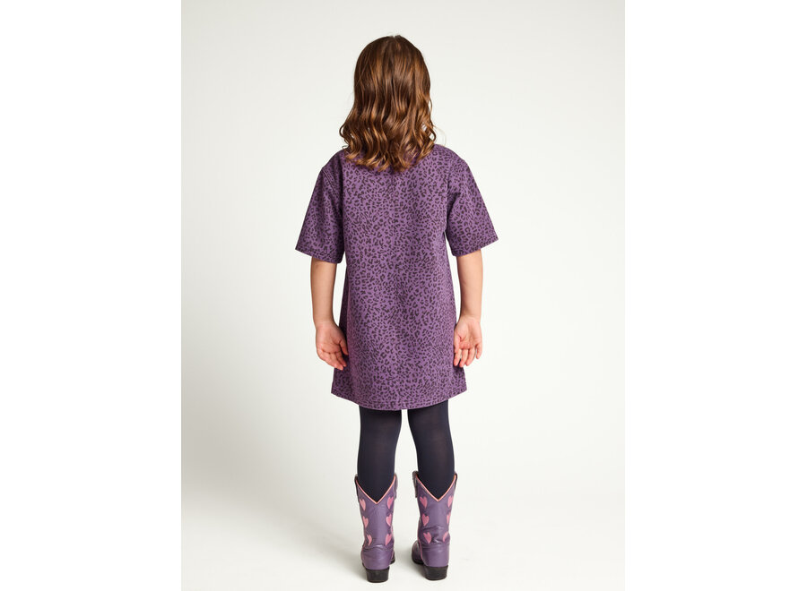 Little denim dress - Purple leopard