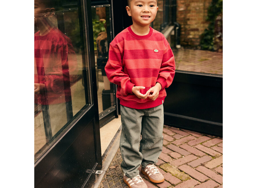 Oversized Sweater Big Stripe - Rythmic Red