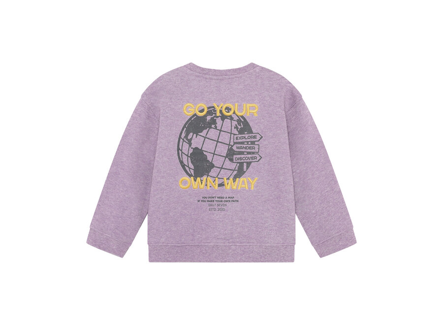 Oversized Sweater Backprint - Purple Melange