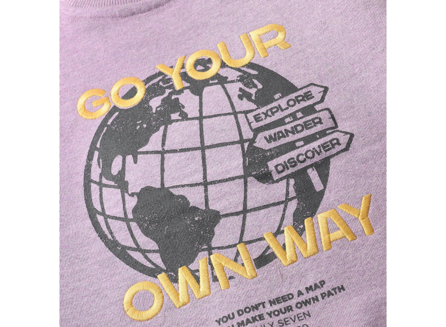 Oversized Sweater Backprint - Purple Melange