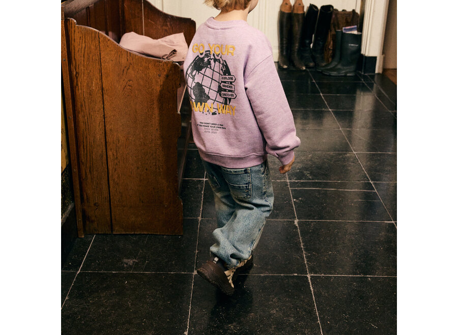 Oversized Sweater Backprint - Purple Melange