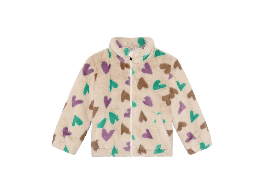 Teddy Jacket Hearts - Sandshell