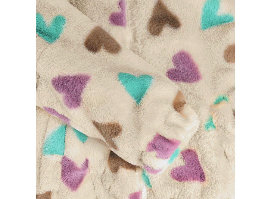 Teddy Jacket Hearts - Sandshell
