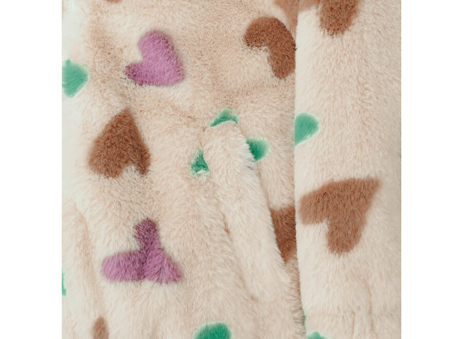 Teddy Jacket Hearts - Sandshell