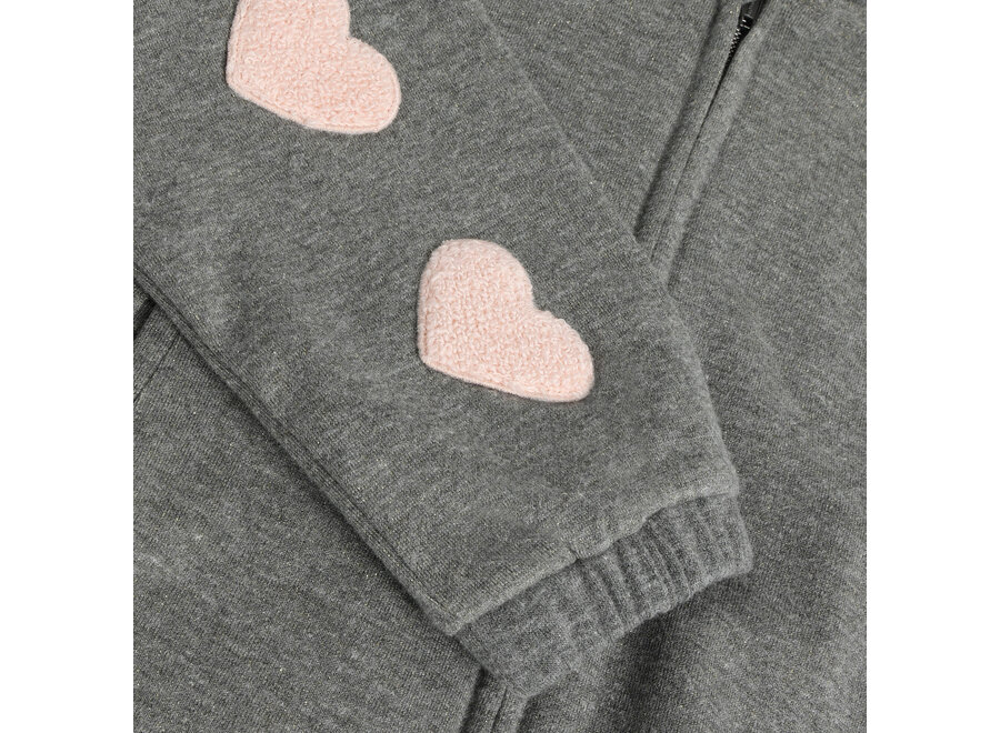 Bomber Jacket Heart - Mid Grey Melange