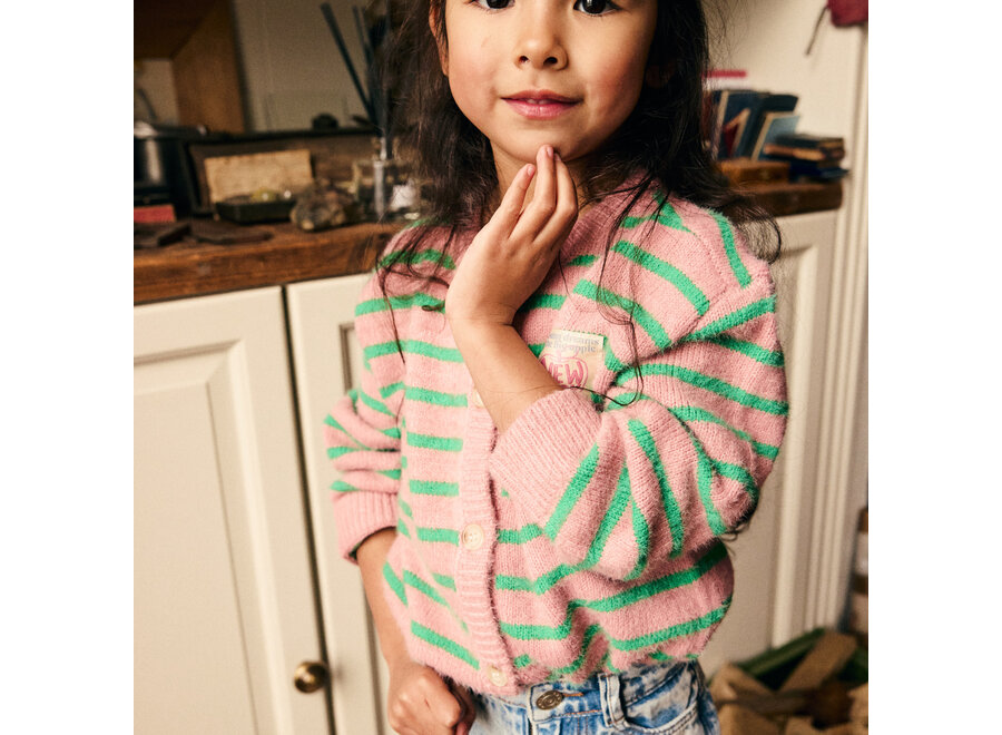 Knitwear Striped Cargdigan - Lilas