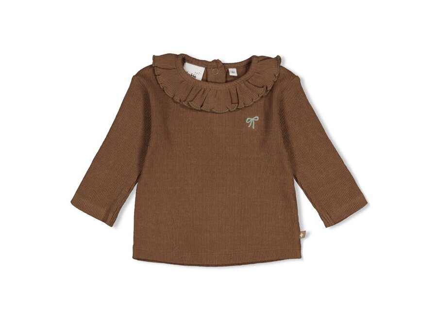 Longsleeve pointelle rib - Lucky Bloombird - Bruin