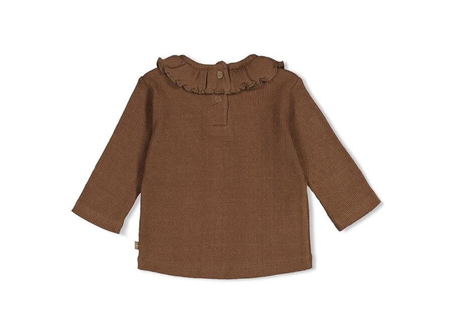Longsleeve pointelle rib - Lucky Bloombird - Bruin