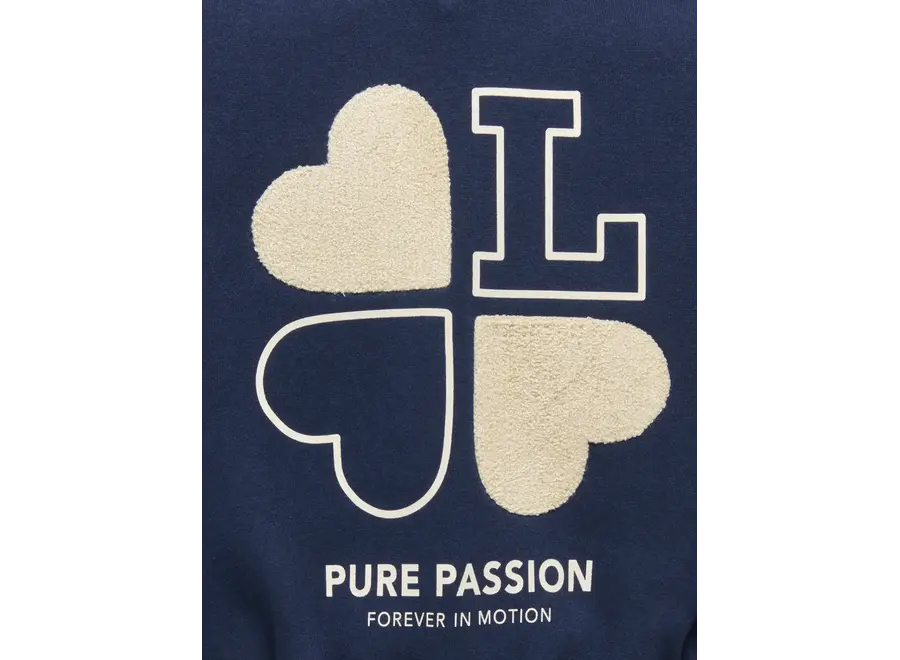 Trui Coletta LS V-neck  print Navy blazer/love