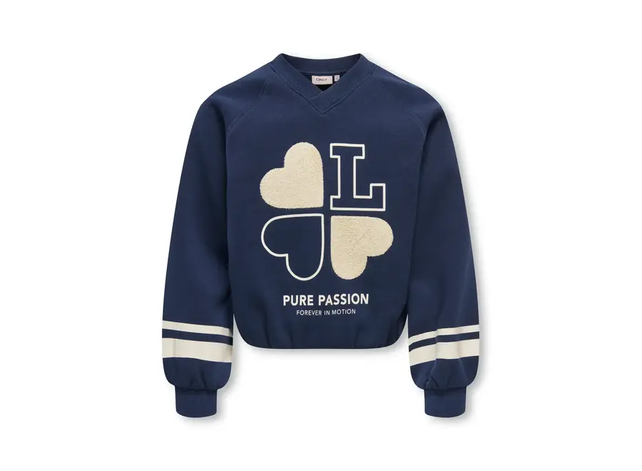 Trui Coletta LS V-neck print Navy blazer/love