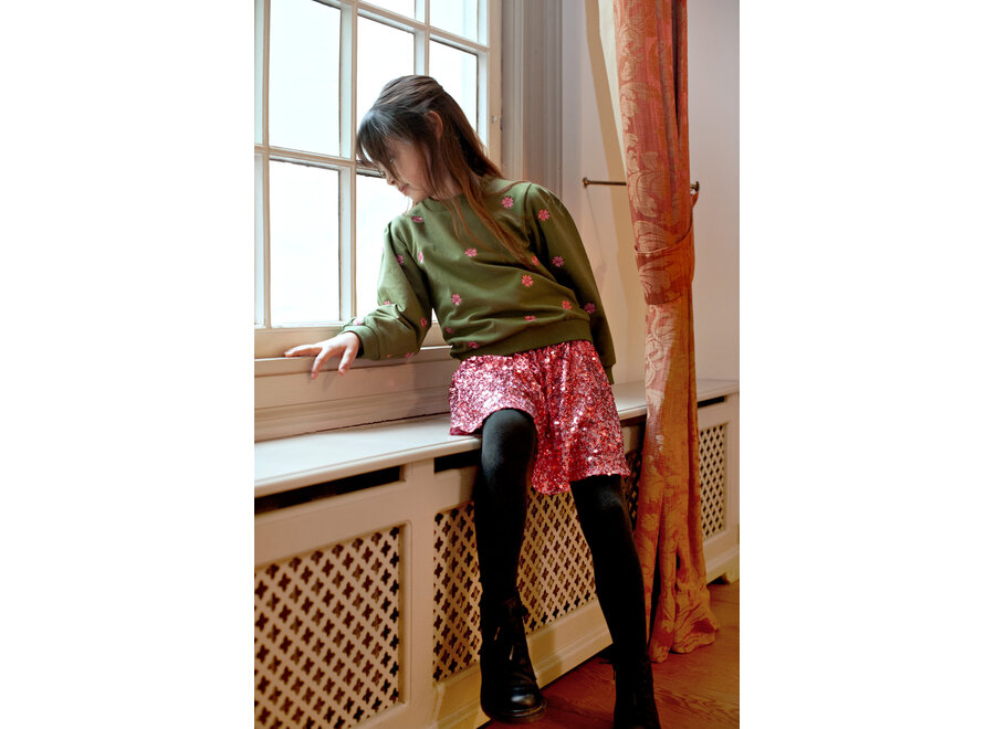 Pailetten rok - Moon Flowers - Roze