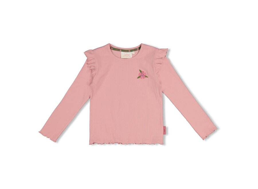 Longsleeve rib - Moon Flowers - lichtroze
