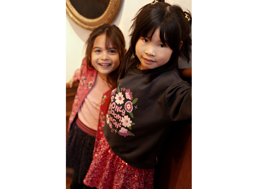Longsleeve rib - Moon Flowers - lichtroze