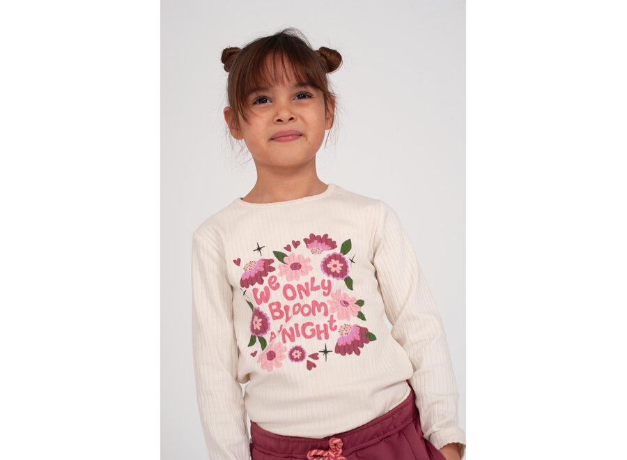 Longsleeve rib - Moon Flowers - Offwhite