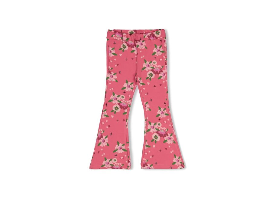 Flared broek AOP - Moon Flowers - Roze