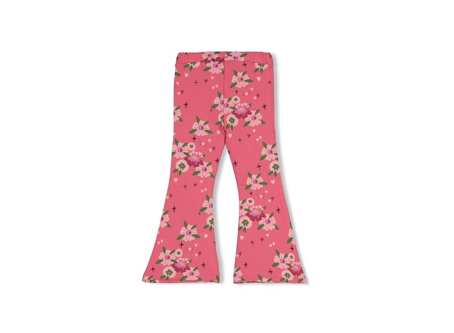 Flared broek AOP - Moon Flowers - Roze