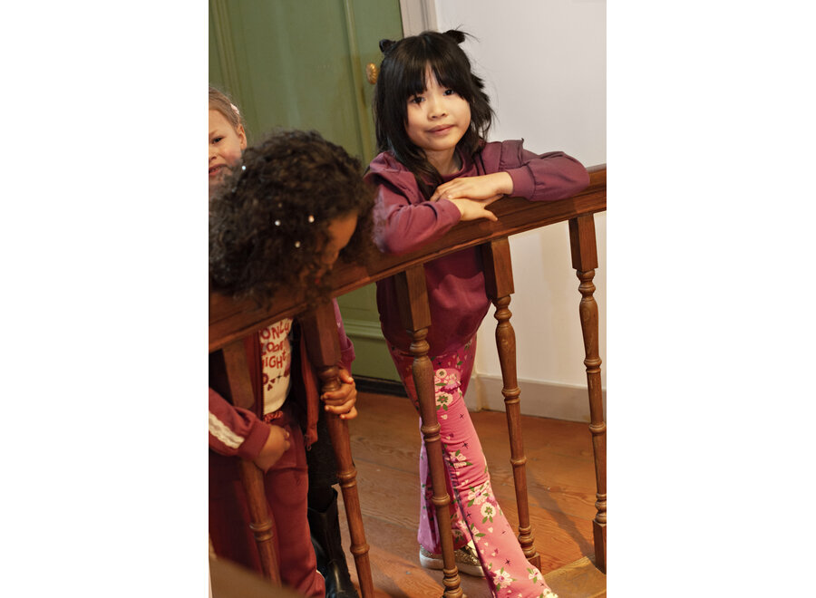 Flared broek AOP - Moon Flowers - Roze