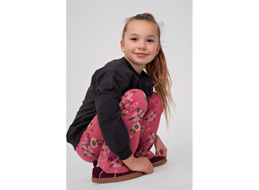 Flared broek AOP - Moon Flowers - Roze