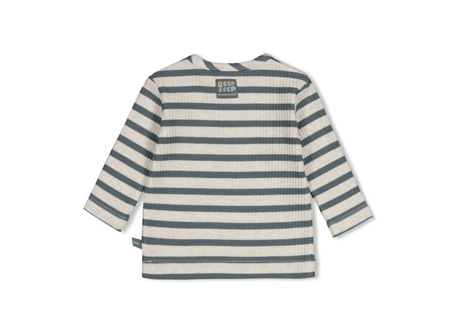 Longsleeve rib met streep - Beep Beep zeegroen