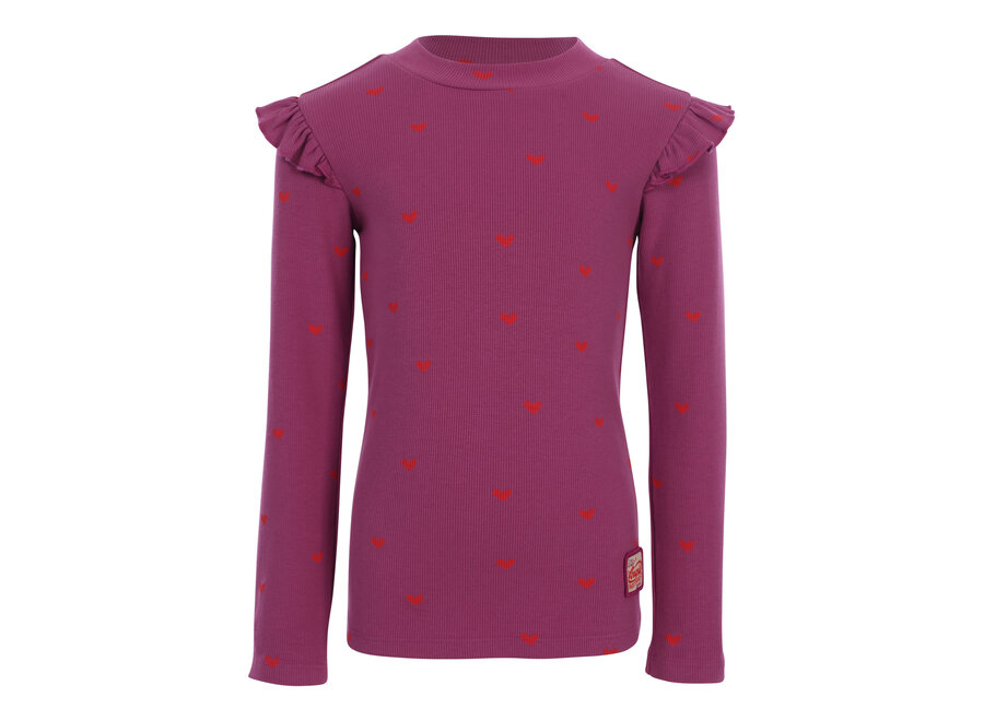 Little heart rib t-shirt Violet heart