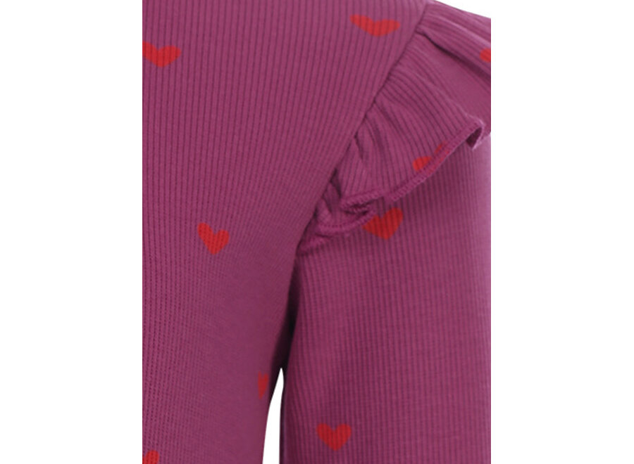 Little heart rib t-shirt Violet heart