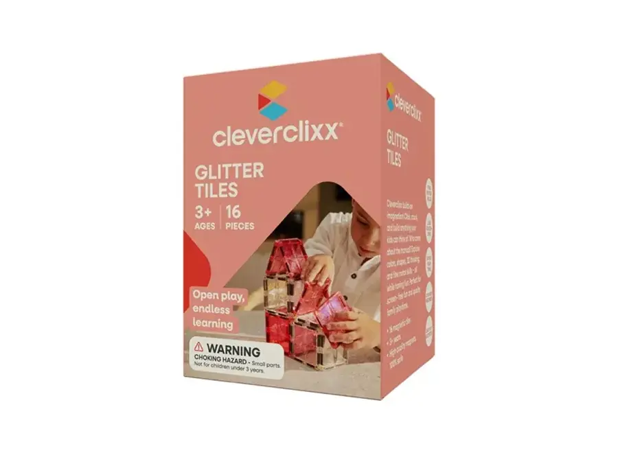 GLITTER TILES PACK - Transparant/Pink 16 pcs