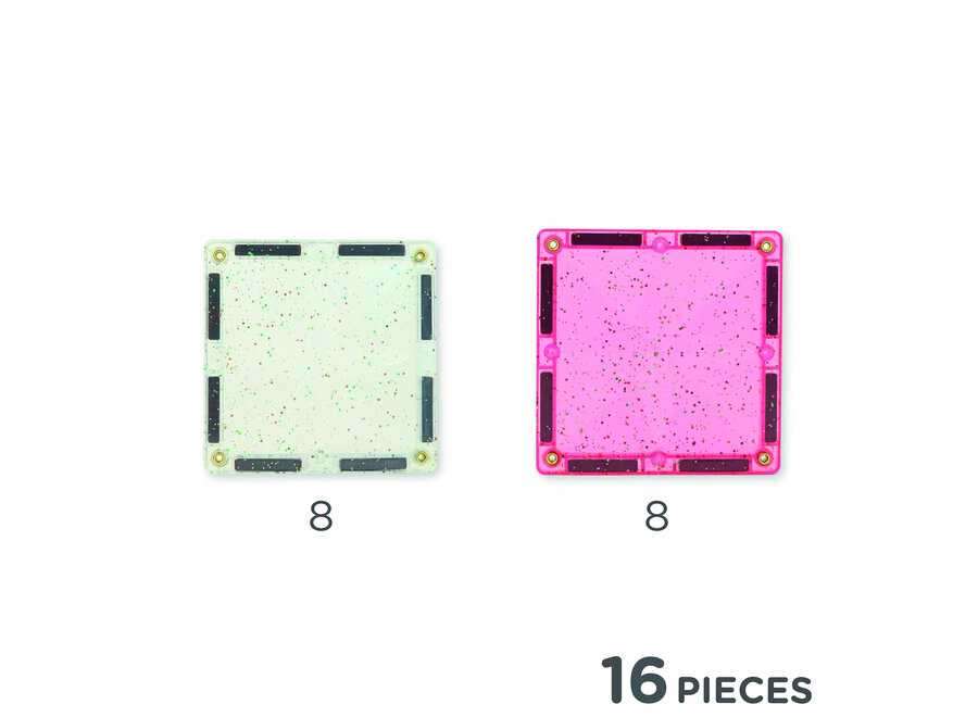 GLITTER TILES PACK - Transparant/Pink 16 pcs